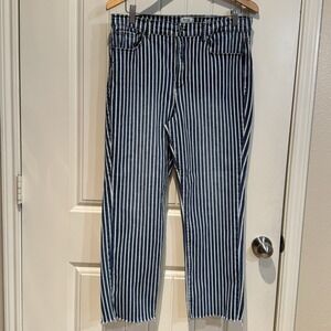 Kensie Jeans Vintage Luxe Allie High Rise Slim Straight Stripe Women's 14/32‎